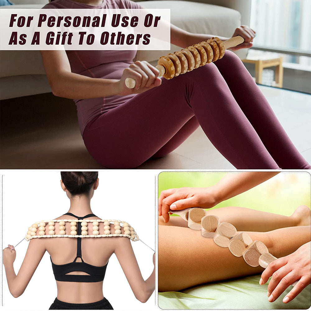 3pcs Wooden Anti-Cellulite Massage Roller