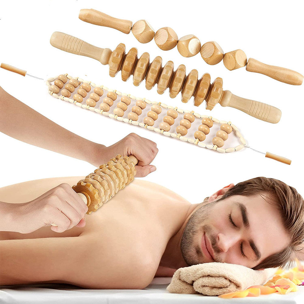 3pcs Wooden Anti-Cellulite Massage Roller